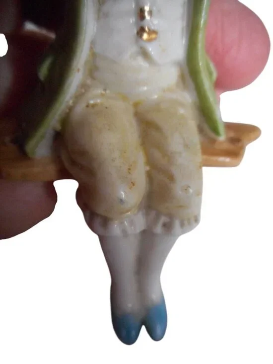 Porcelain Painted shelf sitter Victorian girl on swing - Picture 5 of 7